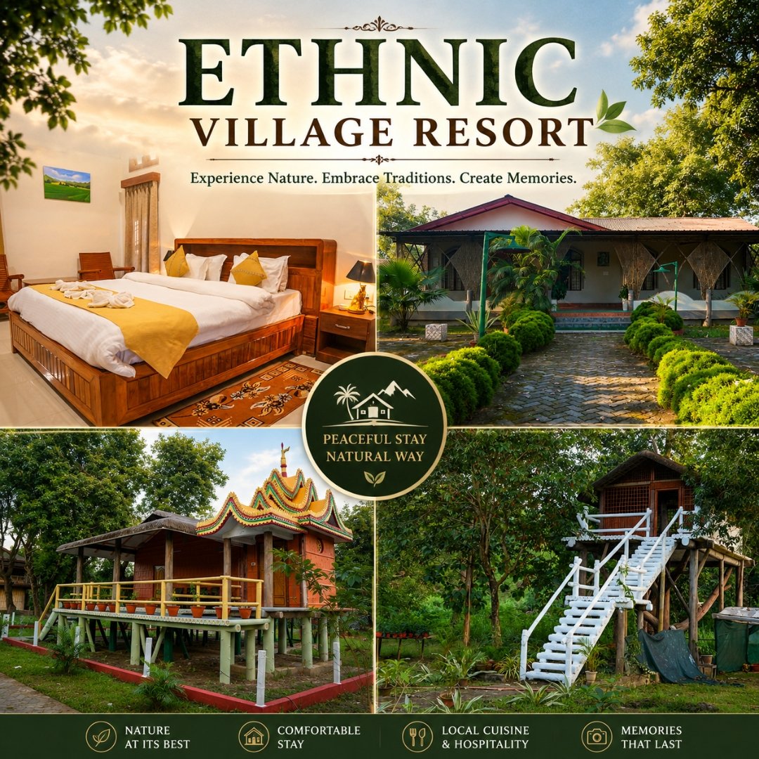 Ethnic Village Resort exterior amid greenery
